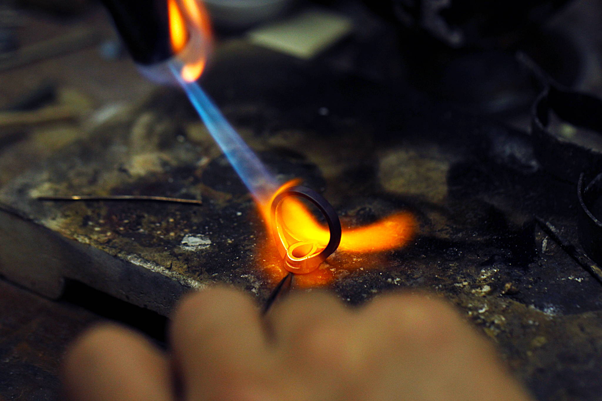 fire on a ring for jewelry making