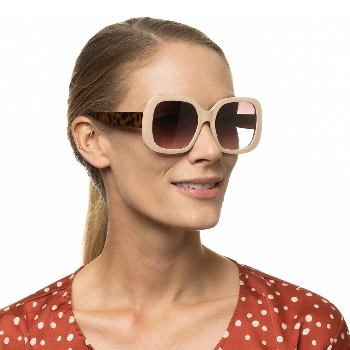 Oversized Square Fashion Sunglasses for Women Cream C-5512
