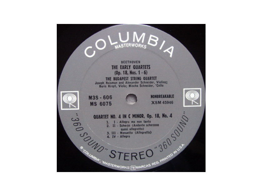 Columbia 2-EYE / BUDAPEST QT, - Beethoven String Quartet No.3 & 4, MINT!
