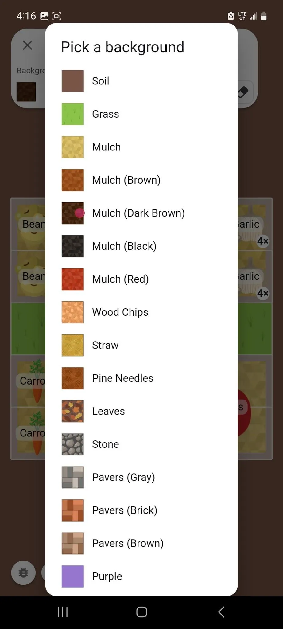 Select a Background Option