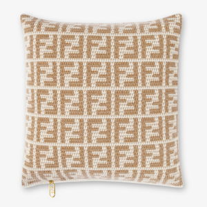 FF square cushion - Beige cashmere cushion | Fendi