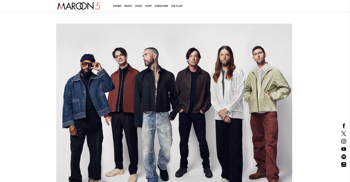 Screenshot of Maroon 5, from the celebrity websites collection.