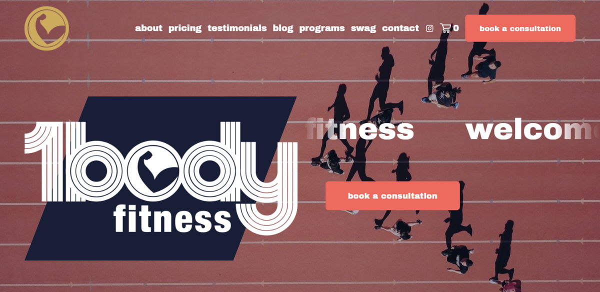 Screenshot of 1Body Fitness, from the fitness websites collection.
