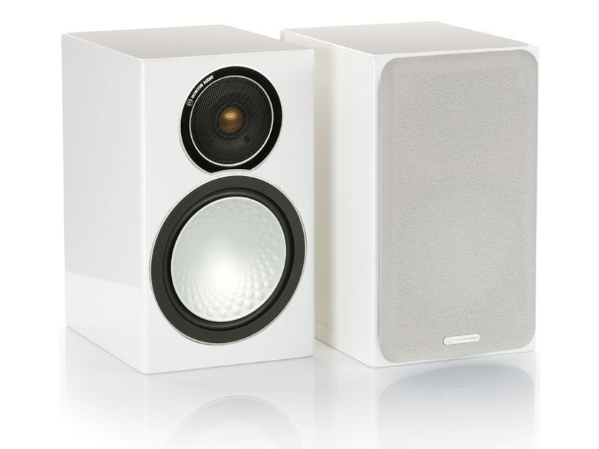 Monitor Audio  Silver 1 Bookshelf Speakers Gloss White NEW w Free Shipping