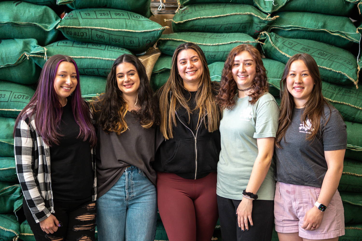 Happy women drinking coffee