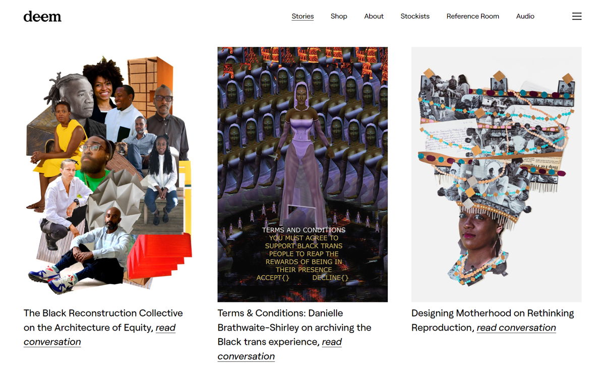 Screenshot of deem, from the blog design examples collection.
