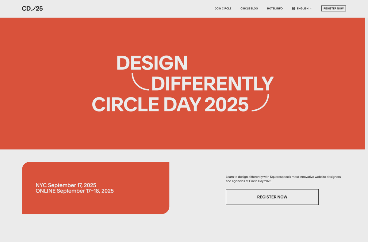 Screenshot of Squarespace Circle Day, from the conference websites collection.