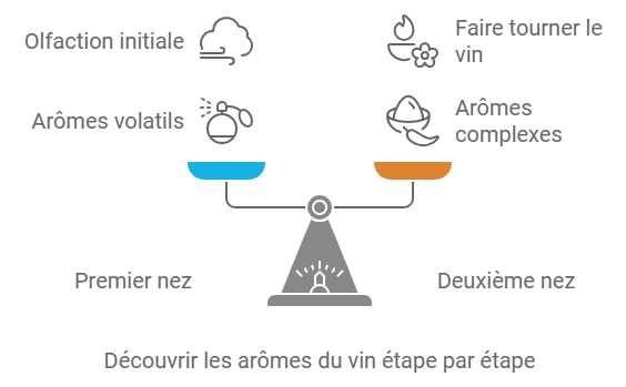 Infographie arômes du vin : premier et deuxième nez