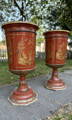 a pair of red Chinoiserie round drum tables previously sold at Vintage Frog, Surrey, Antique Chinoiserie furniture