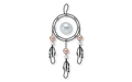 Illustration of a dreamweaver made of white pearls and peach pearls