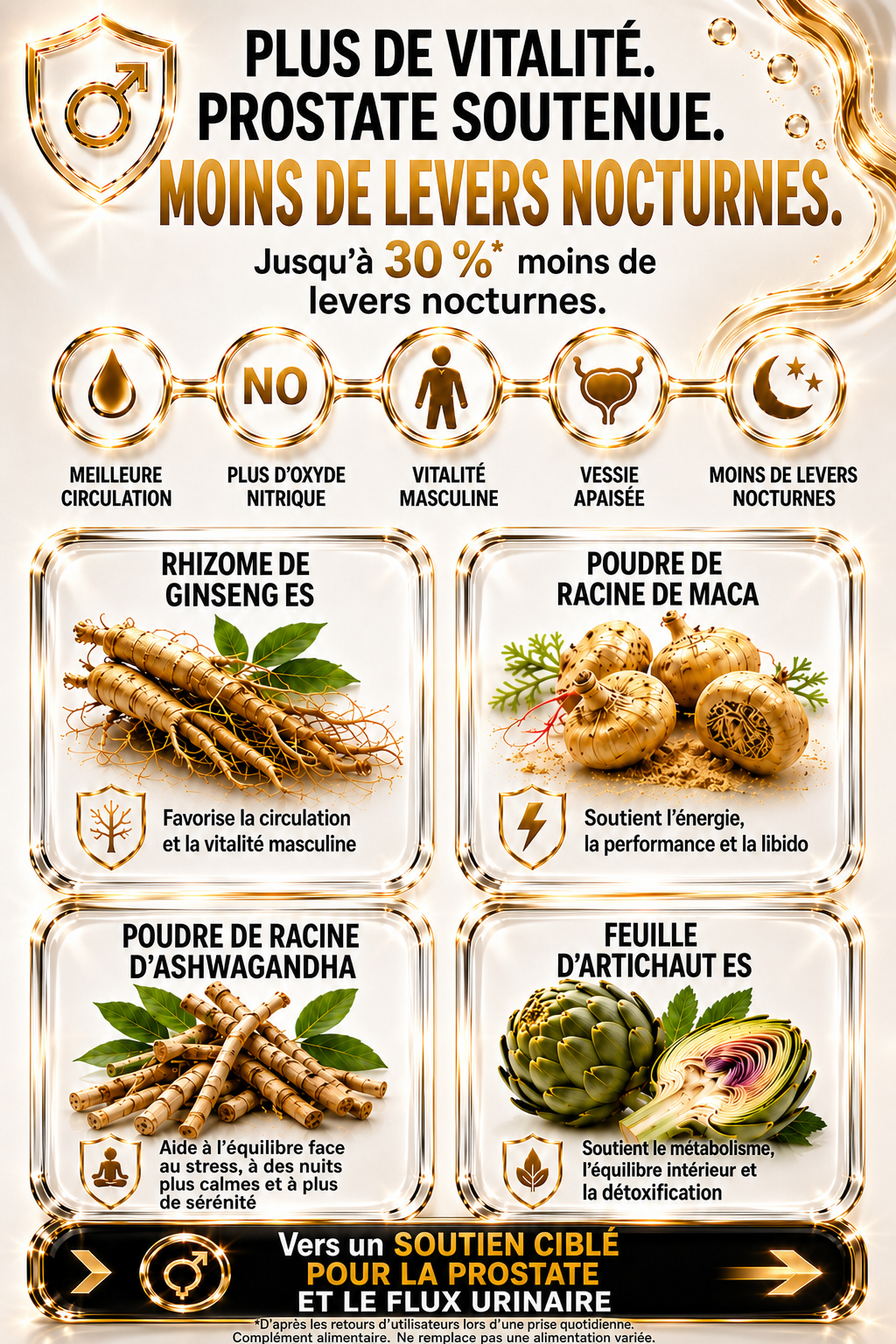 Image générée par IA : Plus de vitalité. Prostate en bonne santé. Moins d'envies fréquentes.