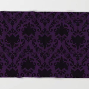 Bath Towel - Aubergine and Black Damask