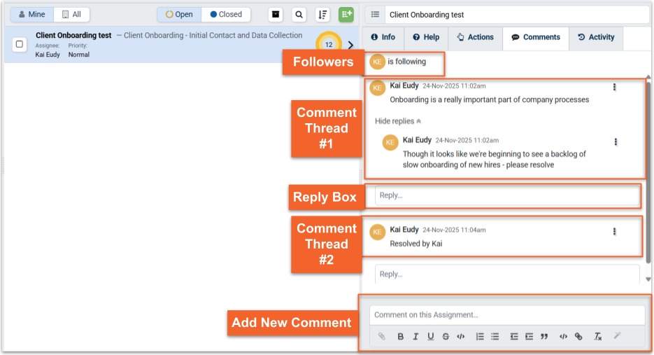 Comment Thread on an Assignment