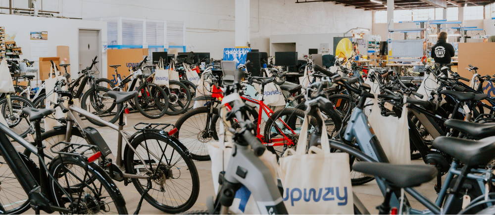 group of bikes in the Upway warehouse