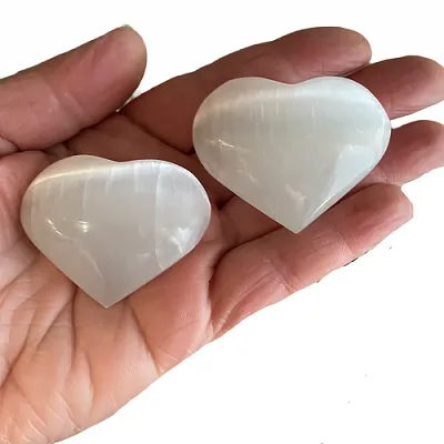x2 Selenite Heart 3-4cm Wide