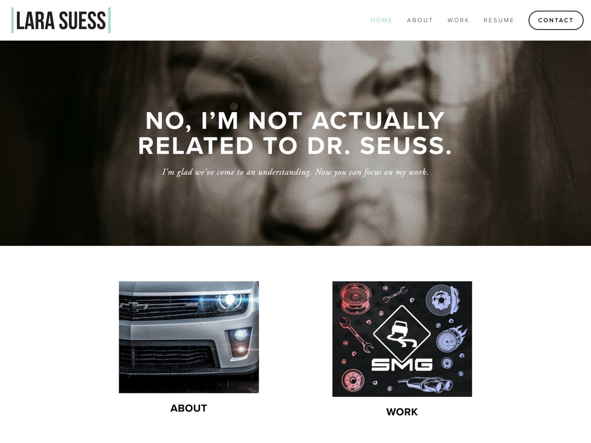 Screenshot of Lara Seuss, from the resume websites collection.