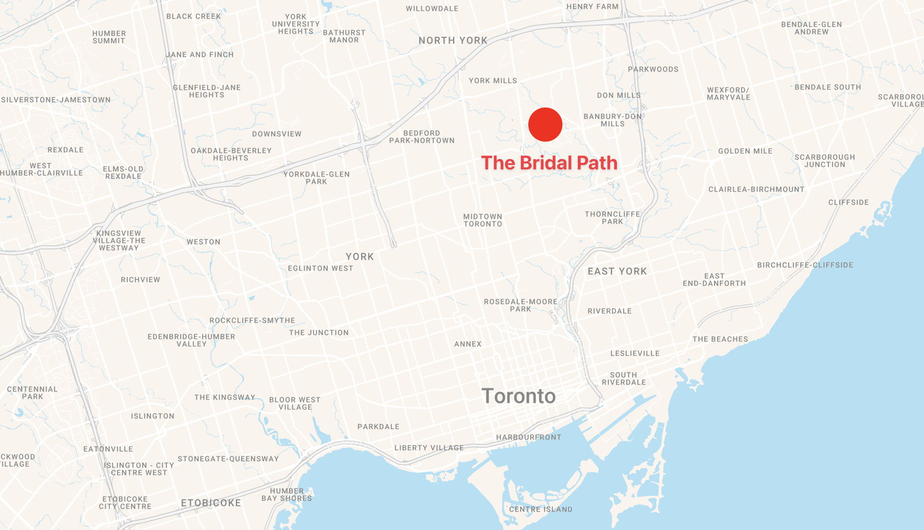 The Bridle Path neighbourhood is near Sunnybrook and York Mills.