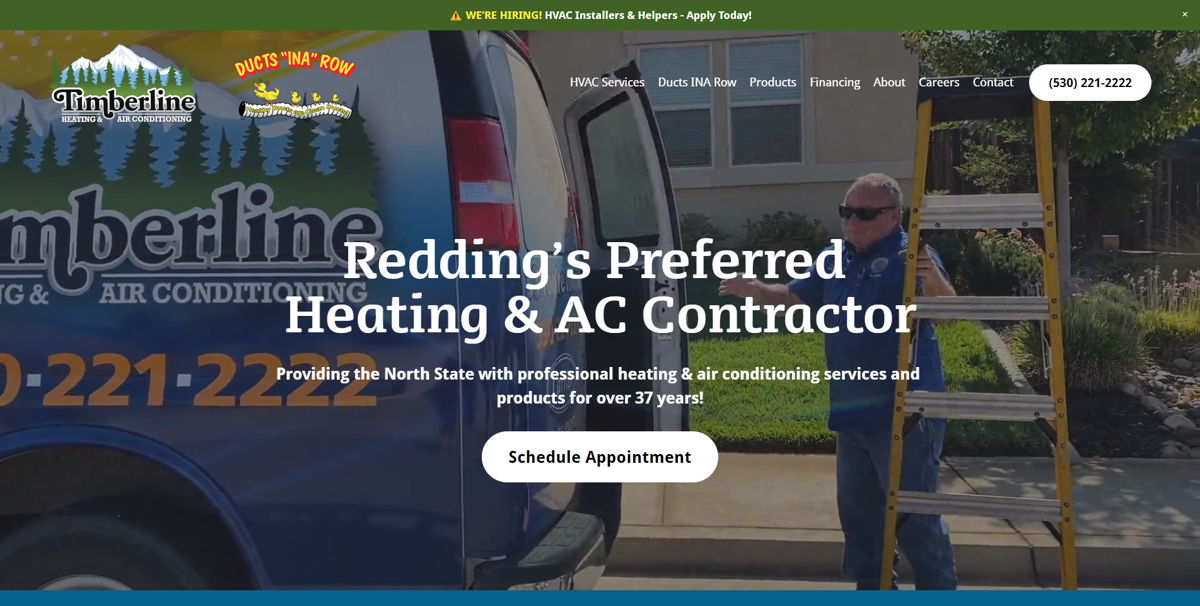 Screenshot of Timberline HVAC, from the contractor websites collection.