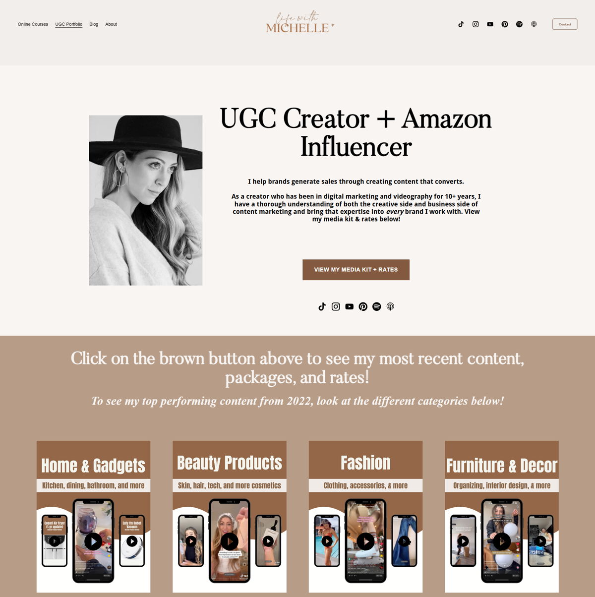 Screenshot of UGC Portfolio — Michelle Henderson, from the ugc portfolio examples collection.