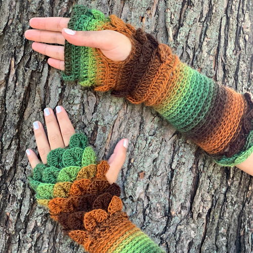 Crocodile Stitch Flat Palm Fingerless Gloves