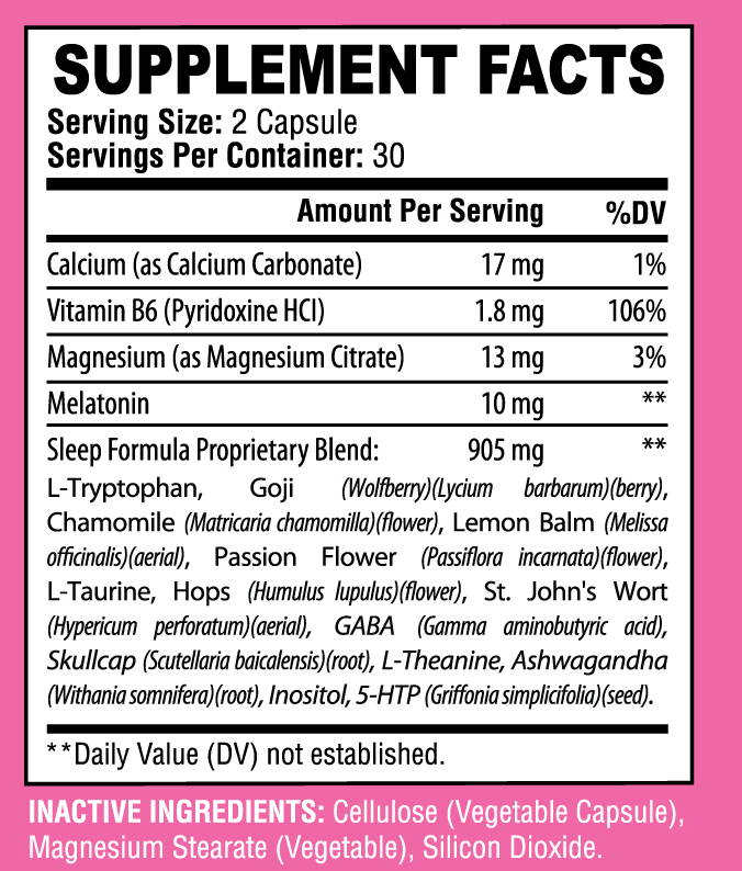 Deep Nights Xena nutrition full composition ingredients label 