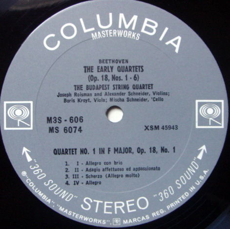 Columbia 2-EYE / BUDAPEST QT, - Beethoven String Quarte...
