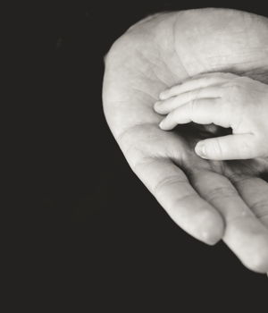 child and parent hand