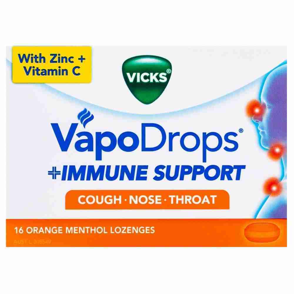 Vicks VapoDrops Immune Support Orange 16 Lozenges