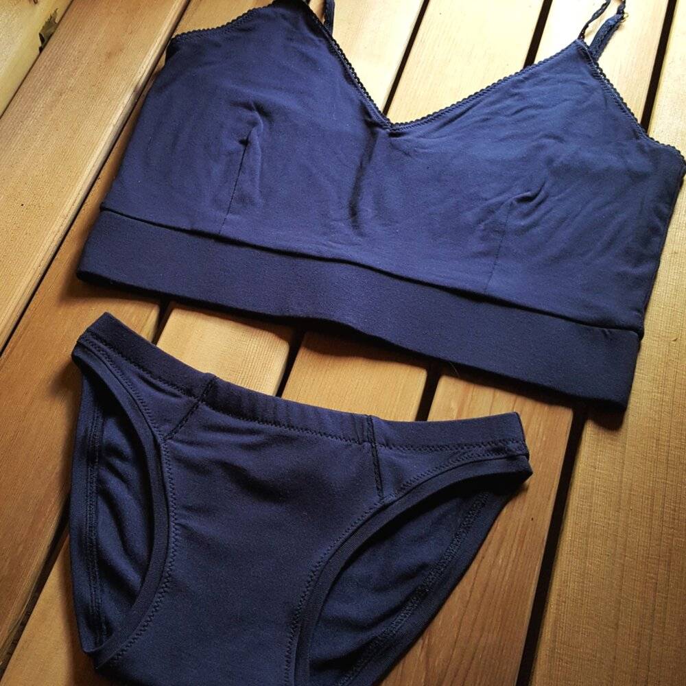 A matching set of Valkyrie underwear + bralette in navy