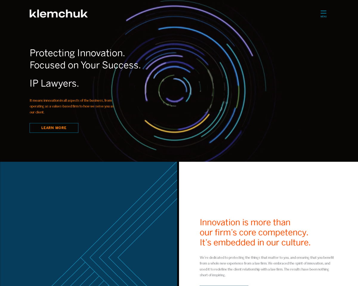 Screenshot of Klemchuk LLP, from the law firm websites collection.