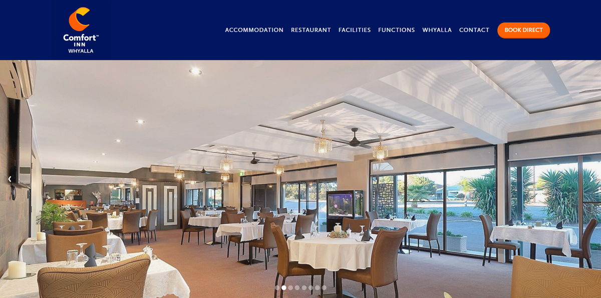 Screenshot of Comfort Inn Whyalla, from the hotel websites collection.
