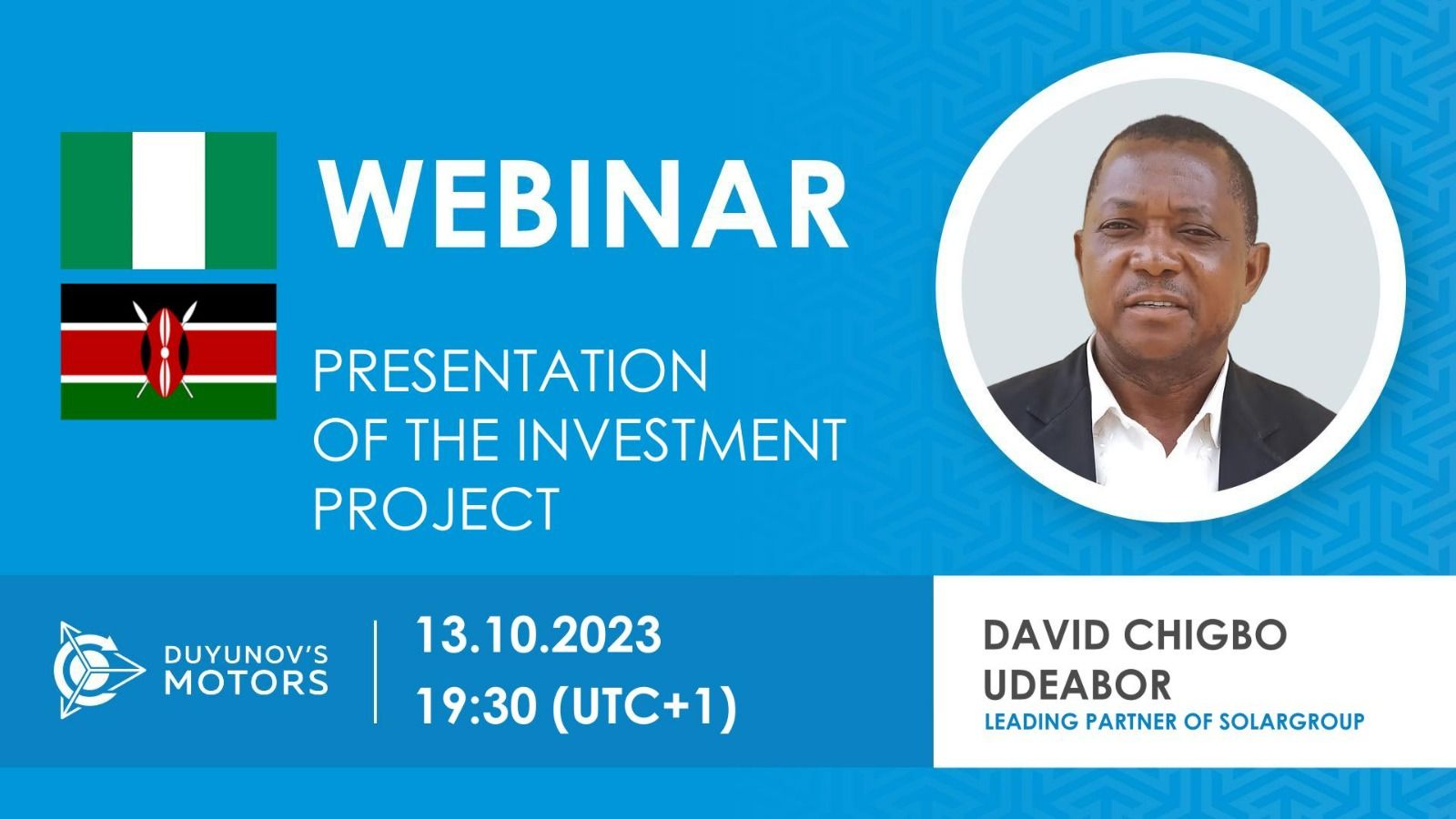 Nigeria. Presentation of the investment project "Duyunov's motors"