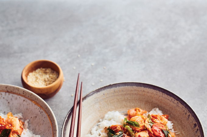 Shrimp and Kimchi Stir-Fry