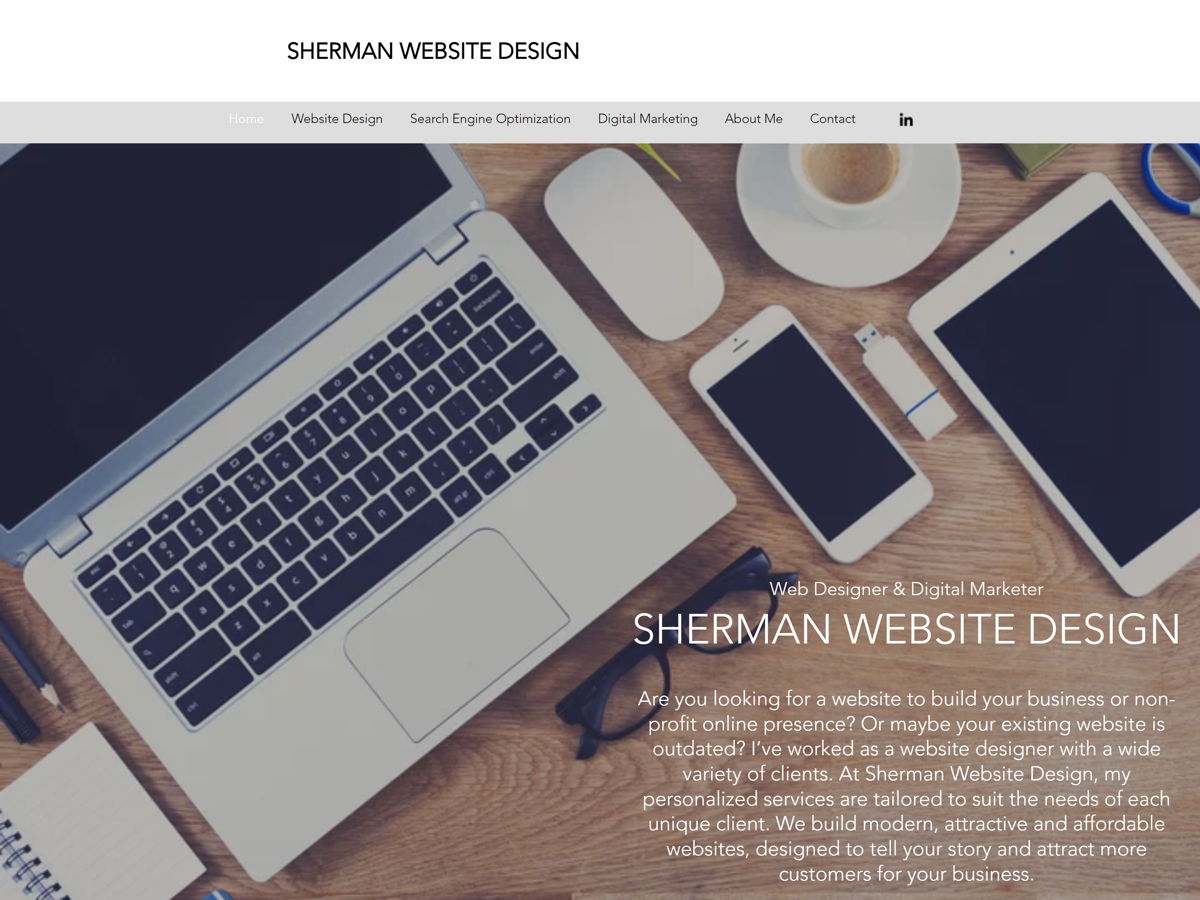 Screenshot of Sherman Website Design, from the designer & developer portfolios collection.