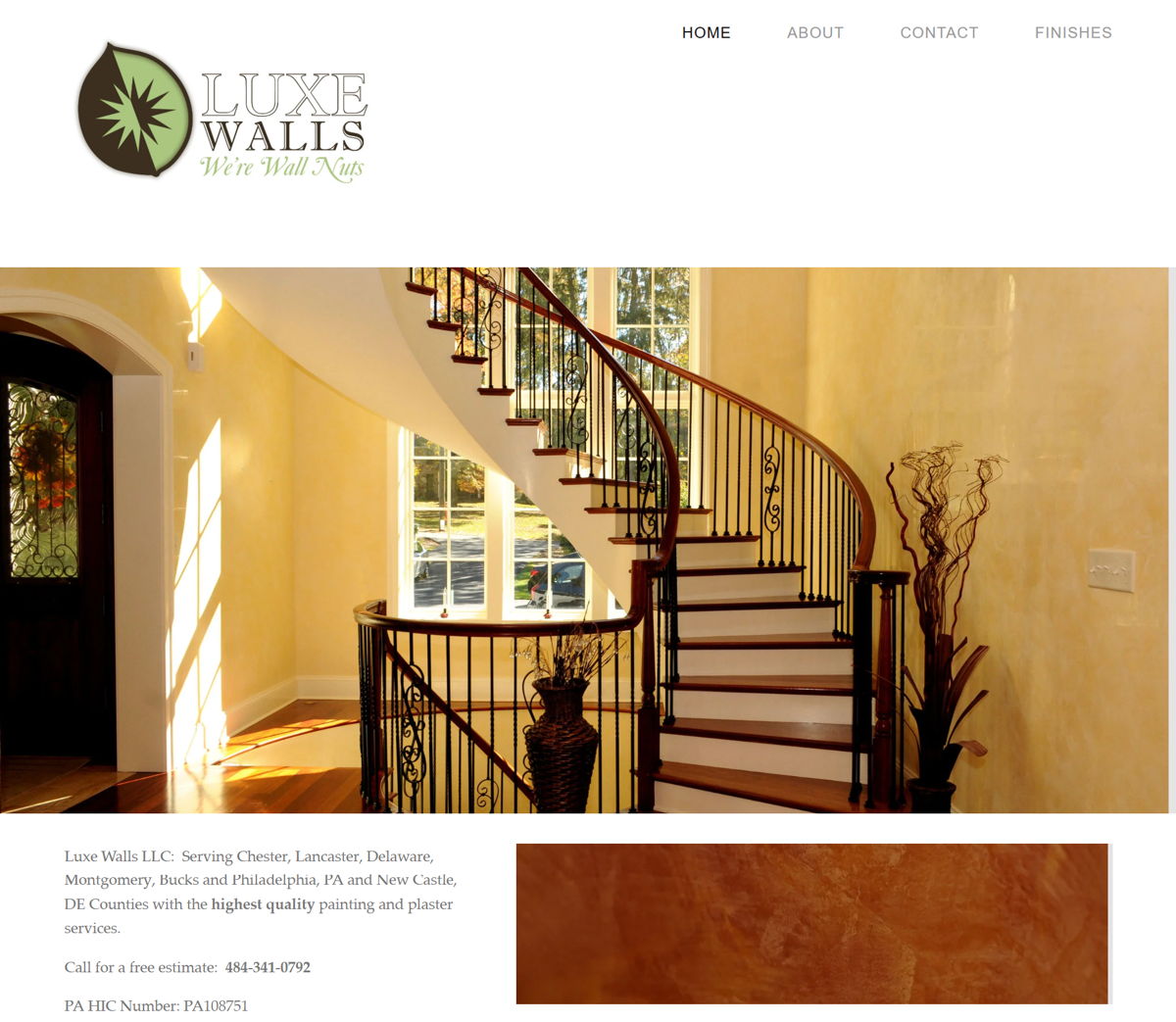 Screenshot of Luxe Walls, from the wordpress websites collection.