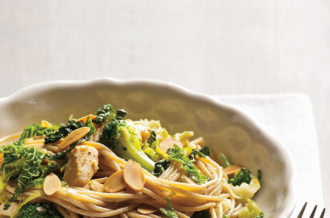 Pâtes au poulet et au miso