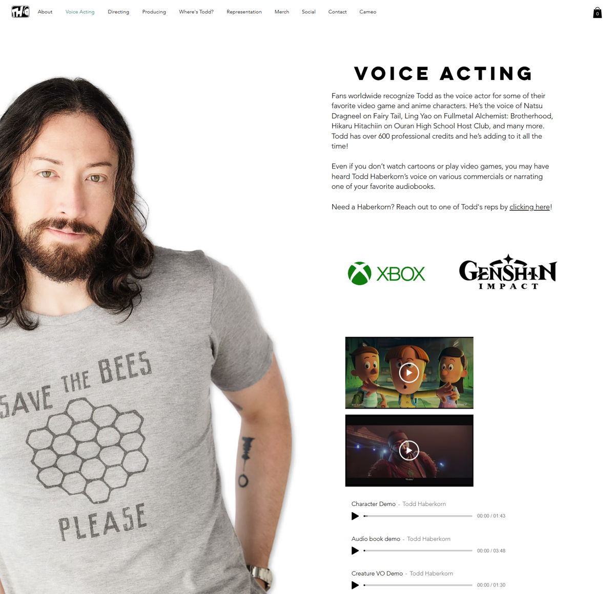 Screenshot of The Habertat, from the voice actor portfolios collection.