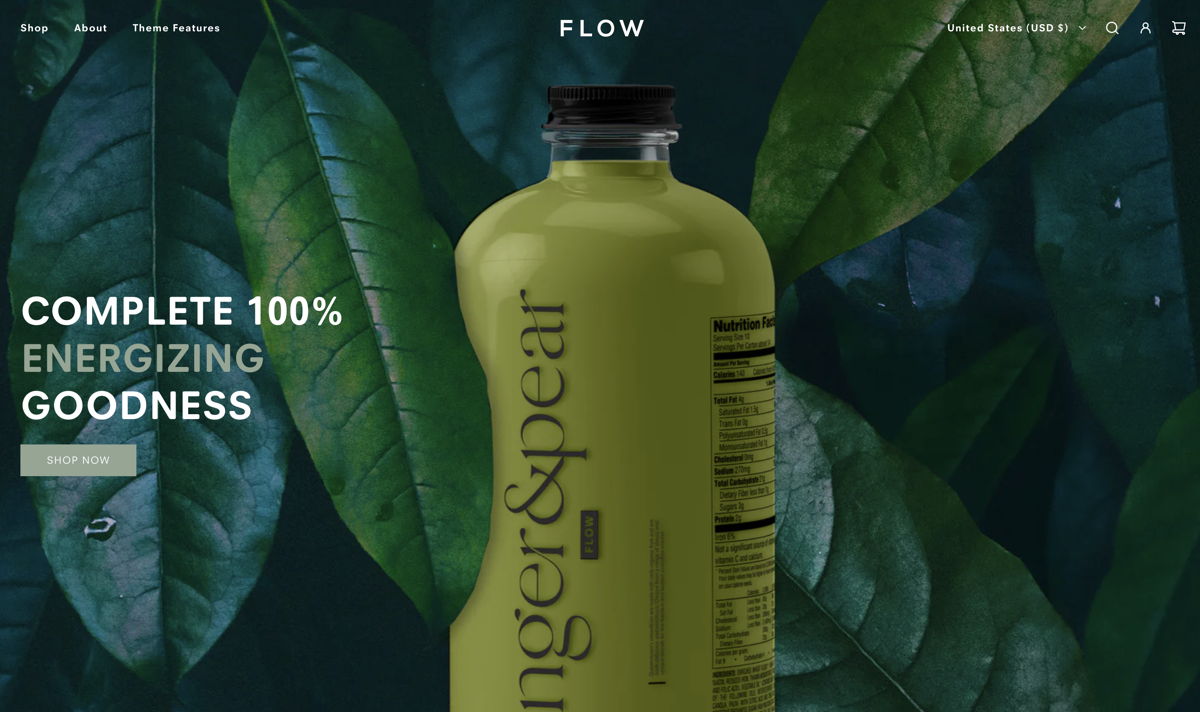 Screenshot of Flow, from the ecommerce websites collection.