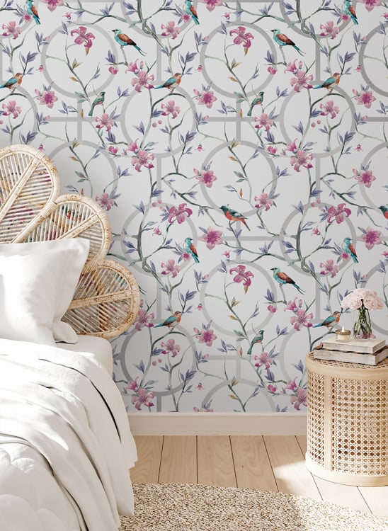 grey & silver luxury floral geometric wallpaper hero image