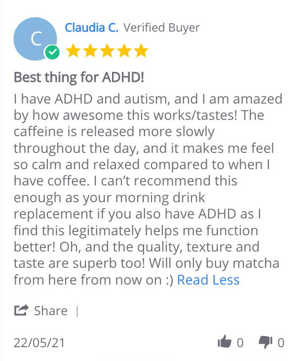 Pure Matcha tea for ADHD