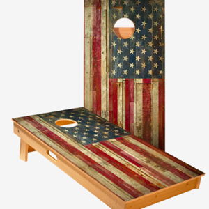Rustic United States Flag Star Cornhole Boards