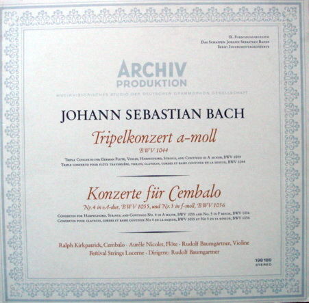 1st Press Archiv / BAUMGARTNER, - Bach Triple Concerto,...