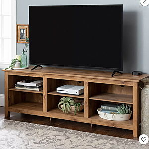 Transitional 6 Cubby Wood Open Storage Wood TV Stand for TVs up to 80"- Saracina Home