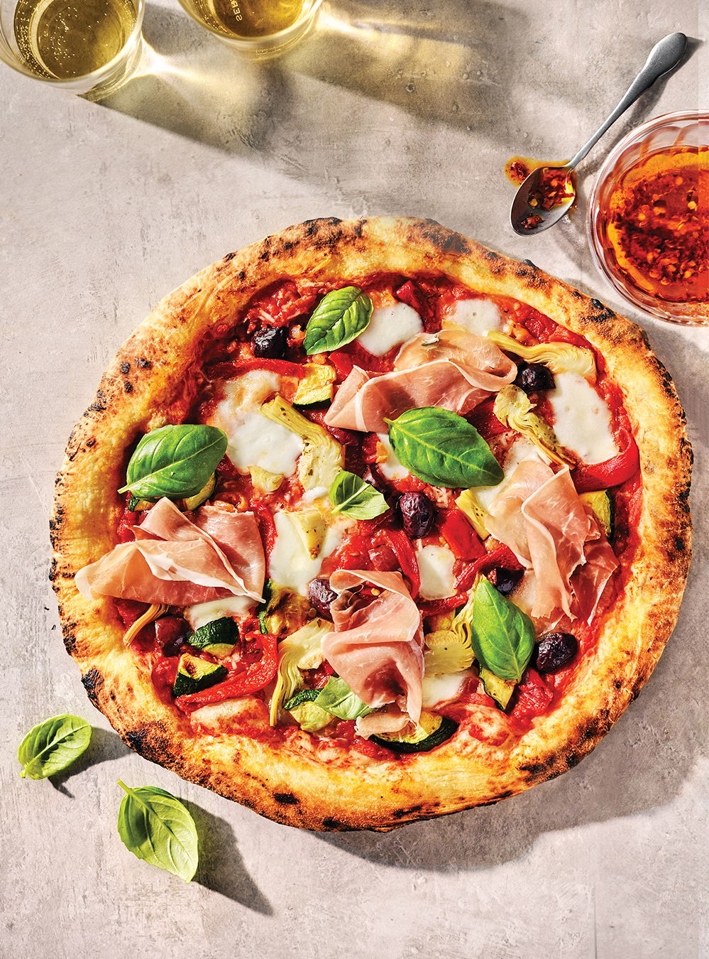 Grilled Vegetable and Prosciutto Pizzas in the Pizza Oven | RICARDO