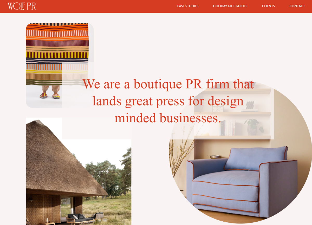 Screenshot of Wolf PR, from the pr portfolios & websites collection.