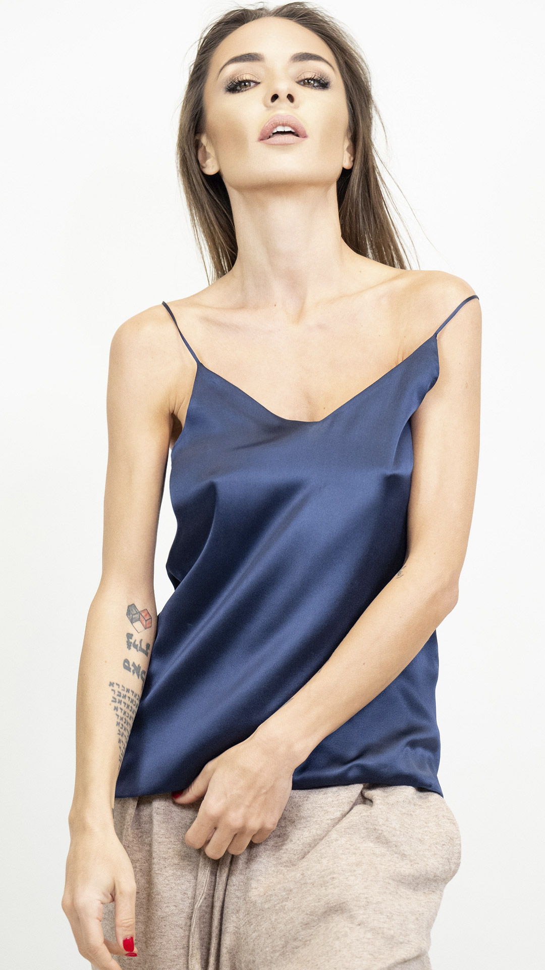 Blue Silk Tank Top TryMerry