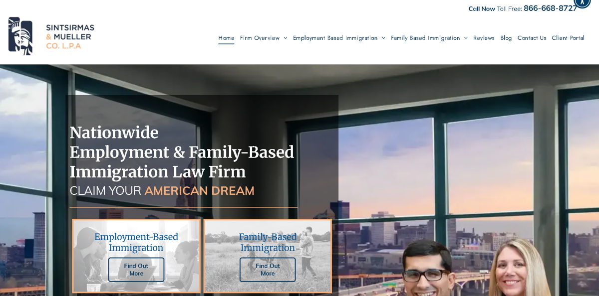 Screenshot of Sintsirmas & Mueller, from the law firm websites collection.
