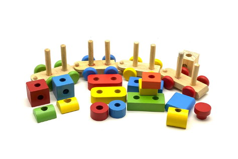 Wooden Puzzle Shapes Stacking Train-18 pieces - Image 4
