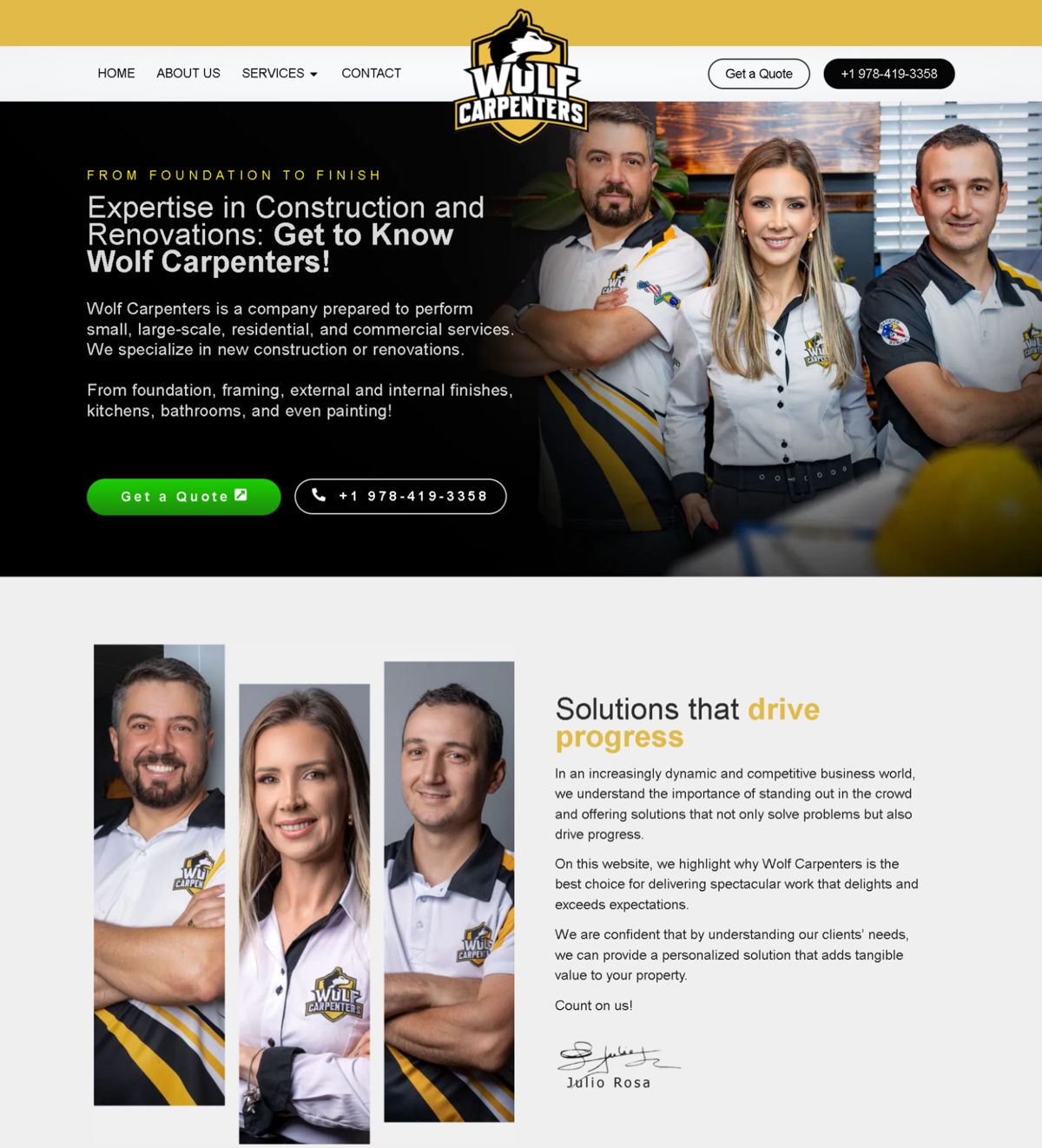 Screenshot of Wolf Carpenters , from the carpentry websites collection.