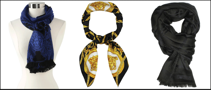 Different varieties of Versace scarves